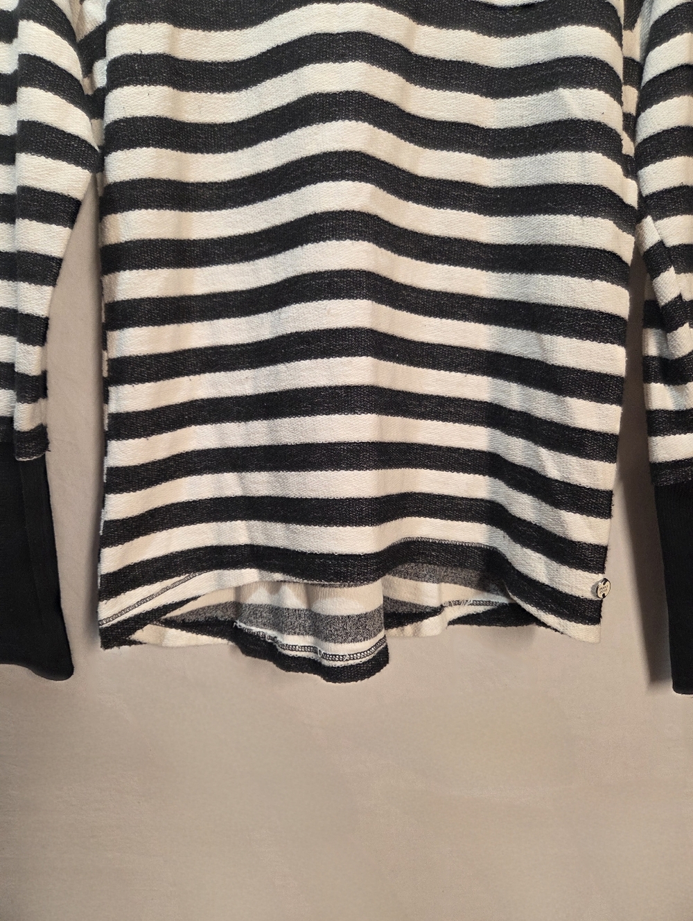 Y2k Striped Sz M Long Sleeve Sweater With Zipper Detail Long Cuff Grunge Goth - Picture 3 of 15